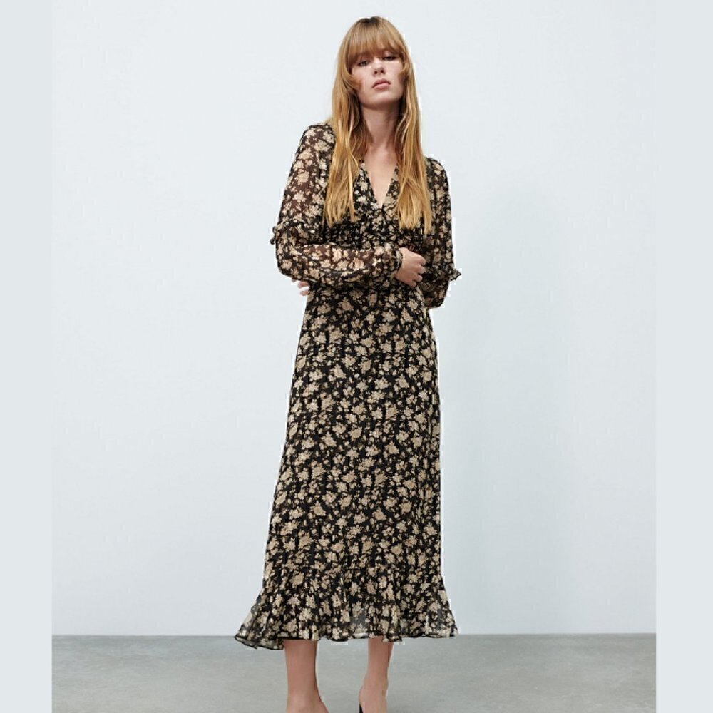 LAST ONE!!! ZARA V-Neck Midi Dress - Picture 11 of 16